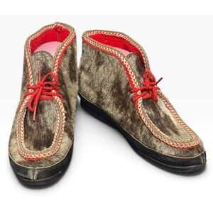Celanese Arnel Yodelers- Vintage Brown and Red Fur Boots Women's Size 6
